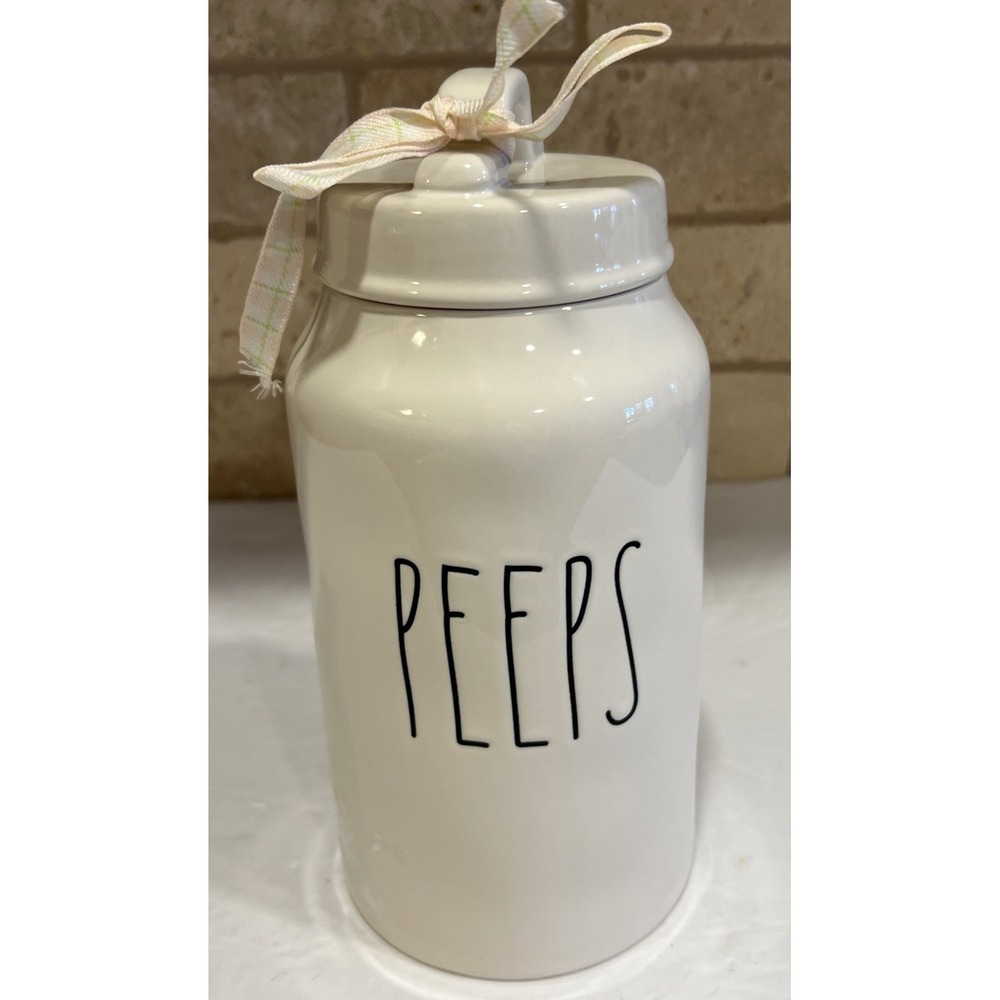 New Rae Dunn Ceramic 9.5" Tall Peeps Canister Easter Spring With Lid